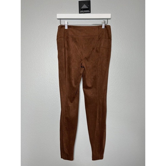 Sundance Luxe Dreams Faux Suede Leggings Pants 2 Ankle-Zip Pull On Stretch Brown - Picture 2 of 5